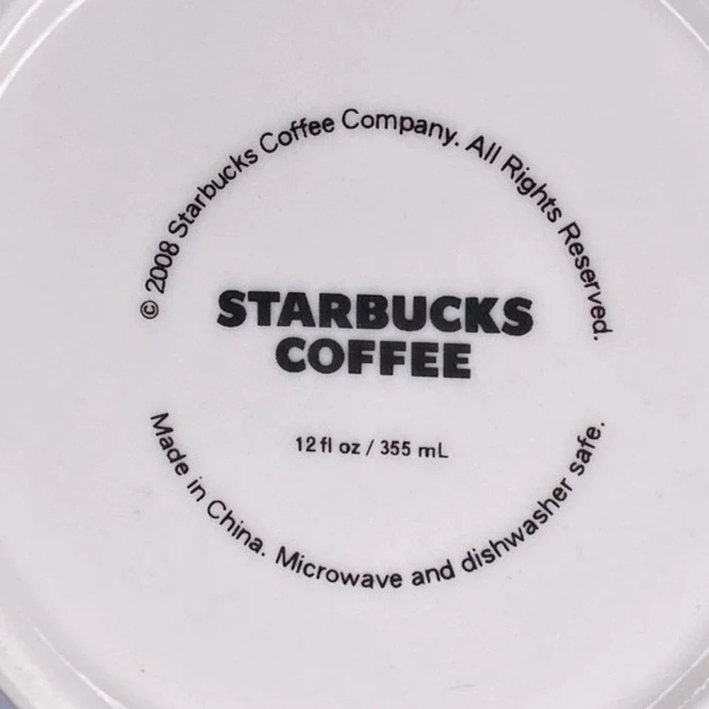 Starbucks‎ 2008 Embossed Red Dove White Coffee/Tea Mug  12 oz